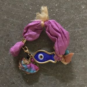 Fabric and brass bracelet